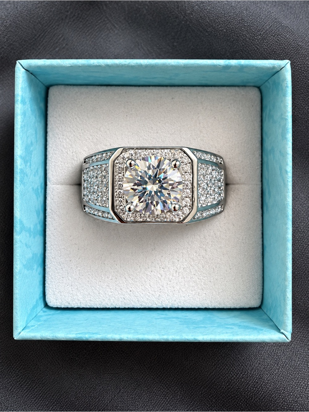 💎 Men’s 2 CT Moissanite Statement Ring – S925 Sterling Silver – Size 10